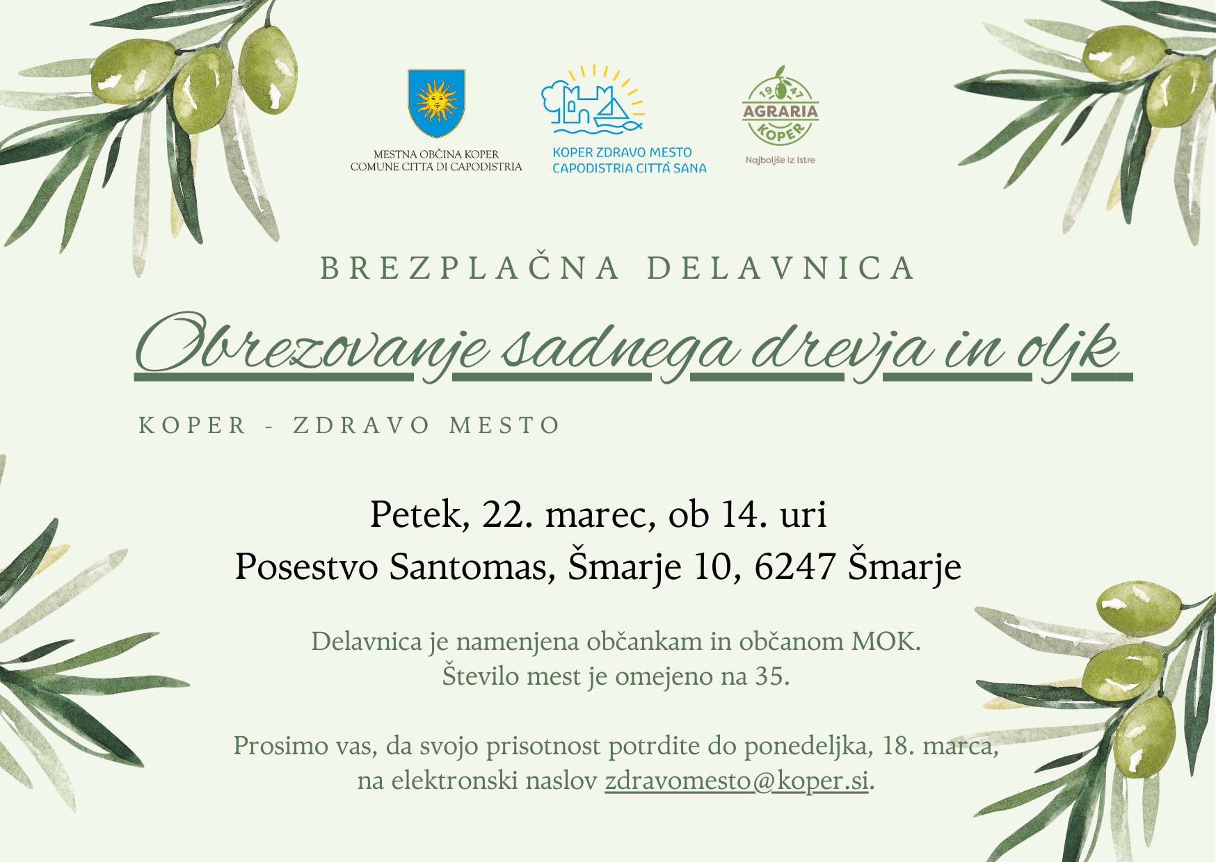 Vabilo delavnica obrezovanja dopolnitev 2